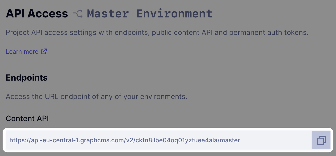 Hygraph Project API Endpoint