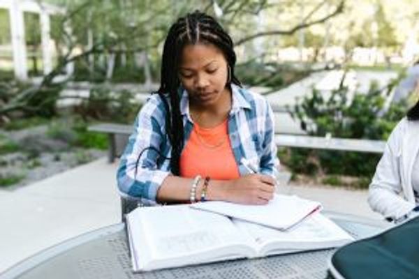 student reading