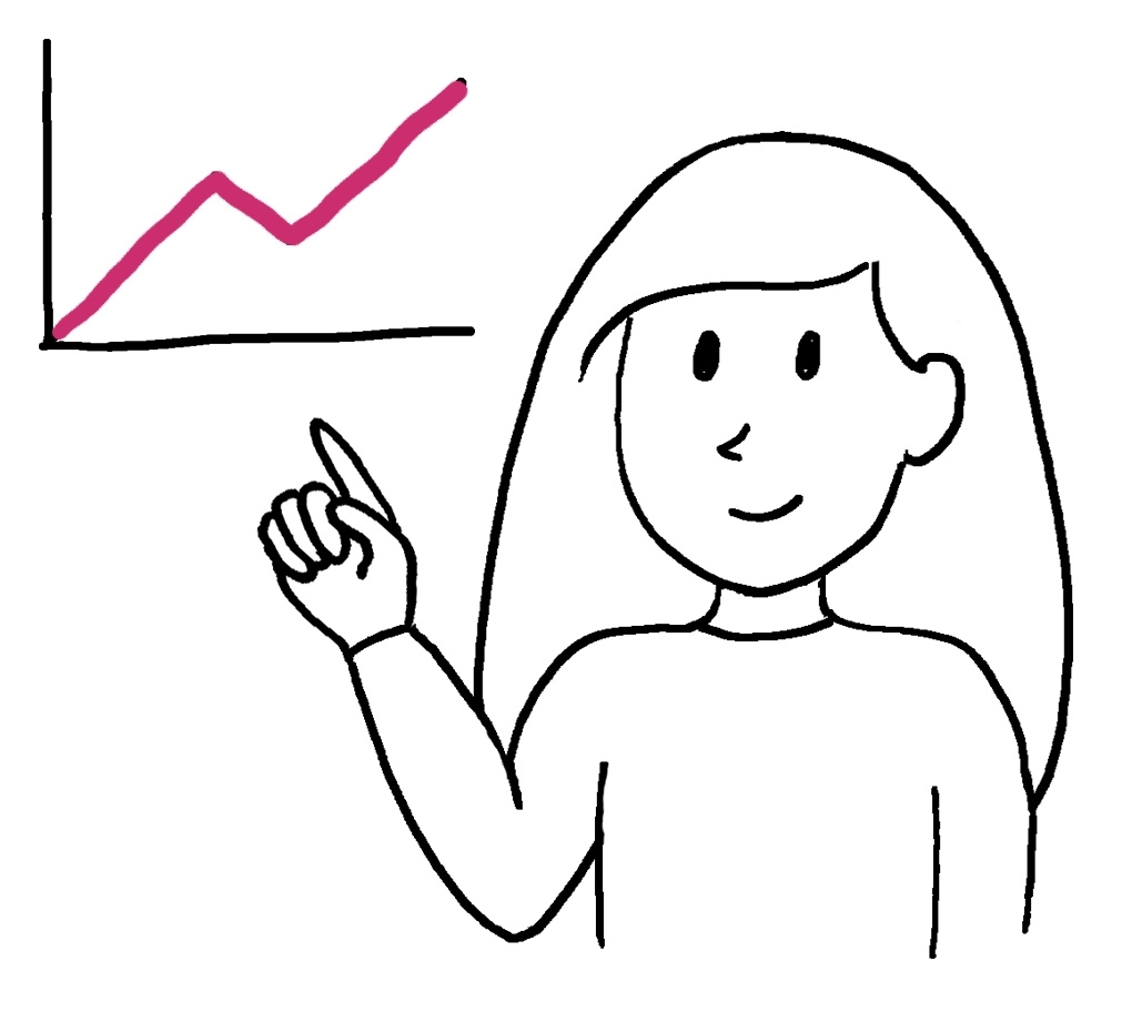 Avatar illustratie die wijst naar een grafiek