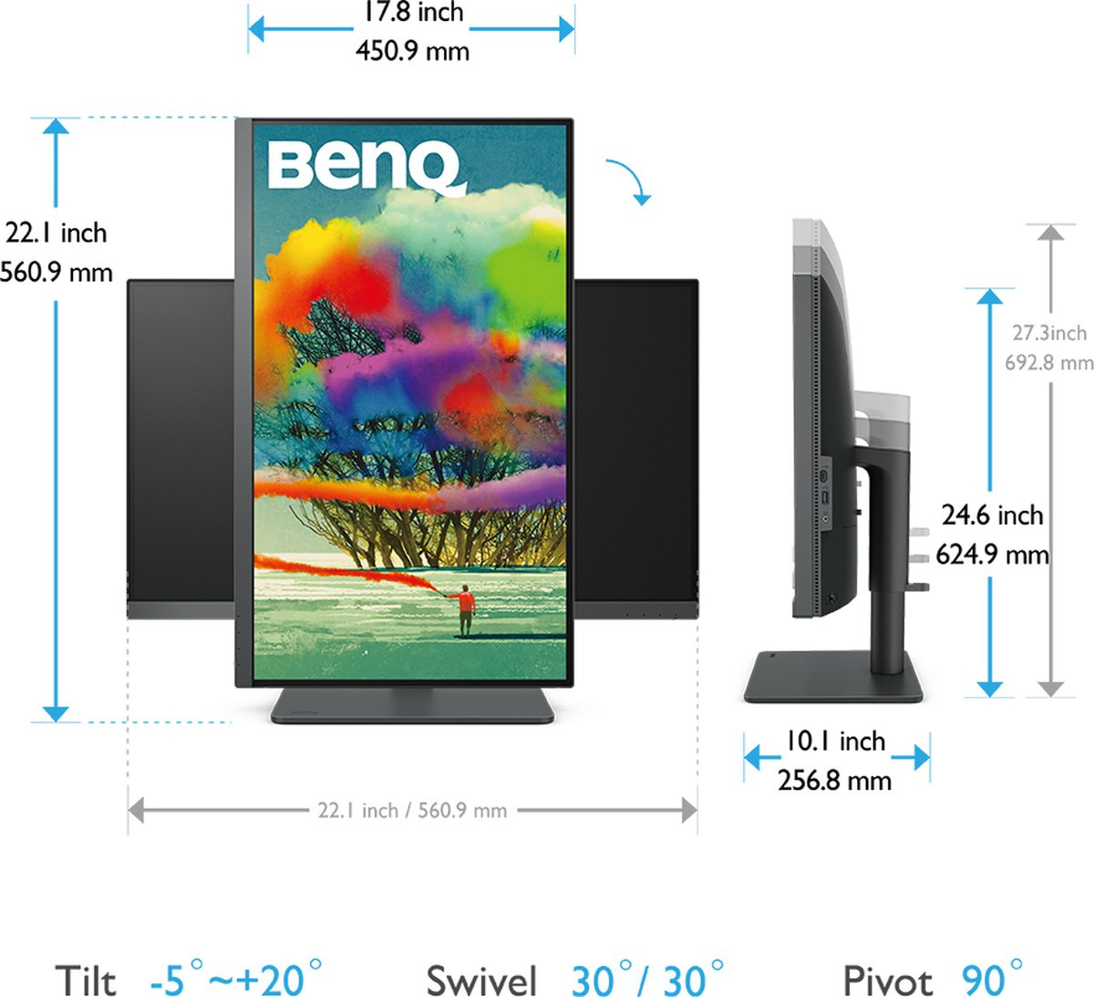 Benq 4K monitor afmetingen