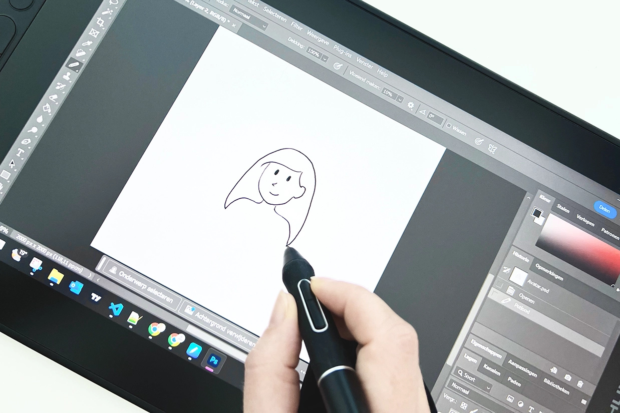 Tekenen op de Huion kamvas tekentablet