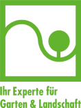 Grünes Logo mit dem Schriftzug "Ihr Experte für Garten & Landschaft"