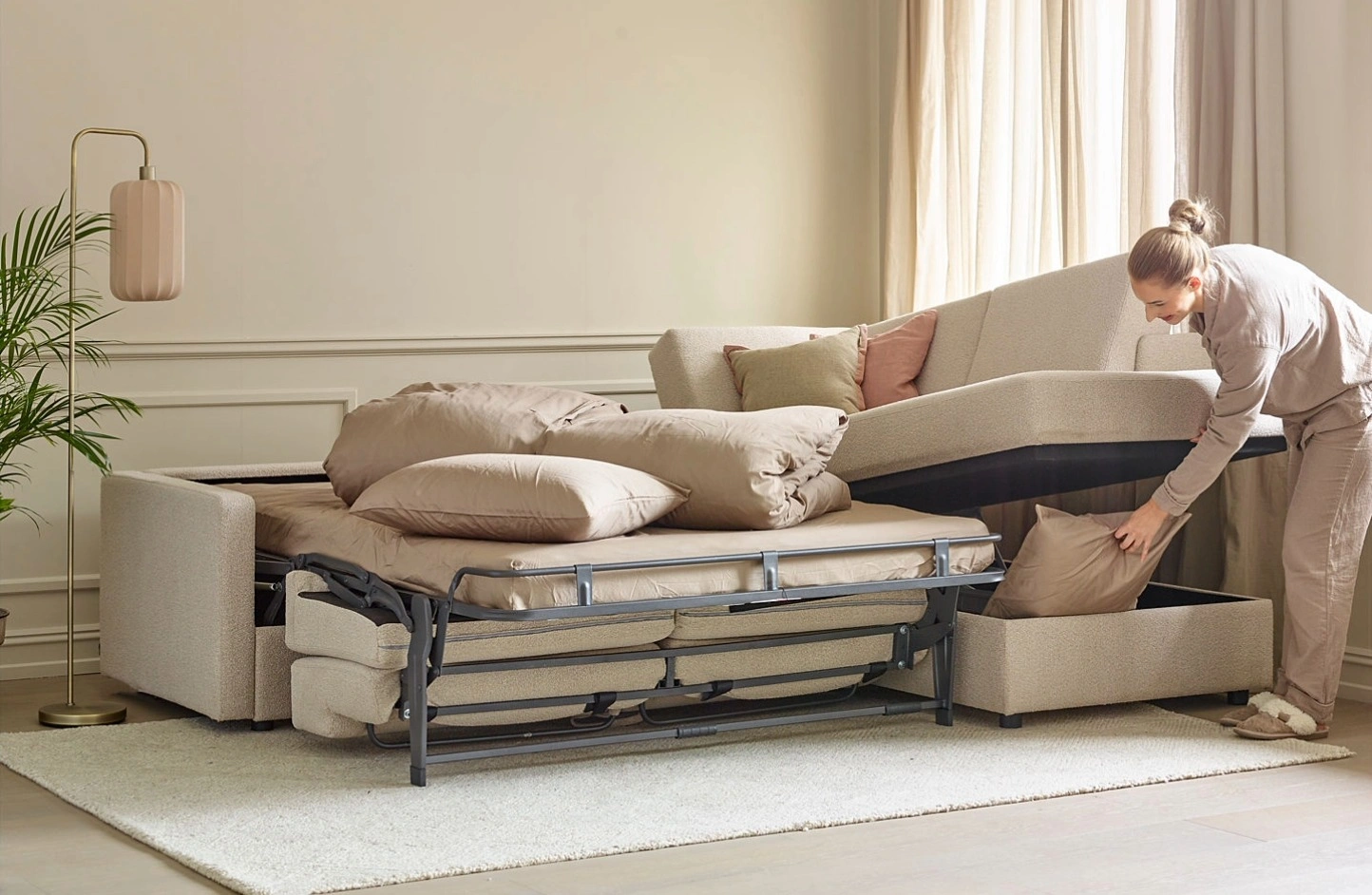 Bedding sovesofa oppbevaring