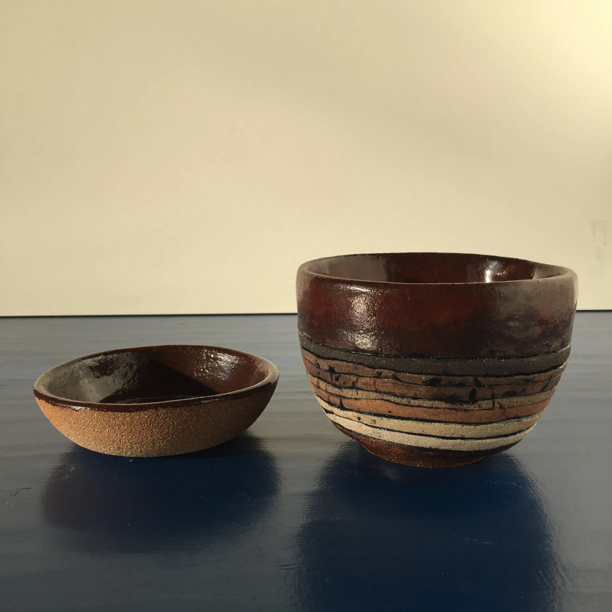 Bol y plato con esmalte shino