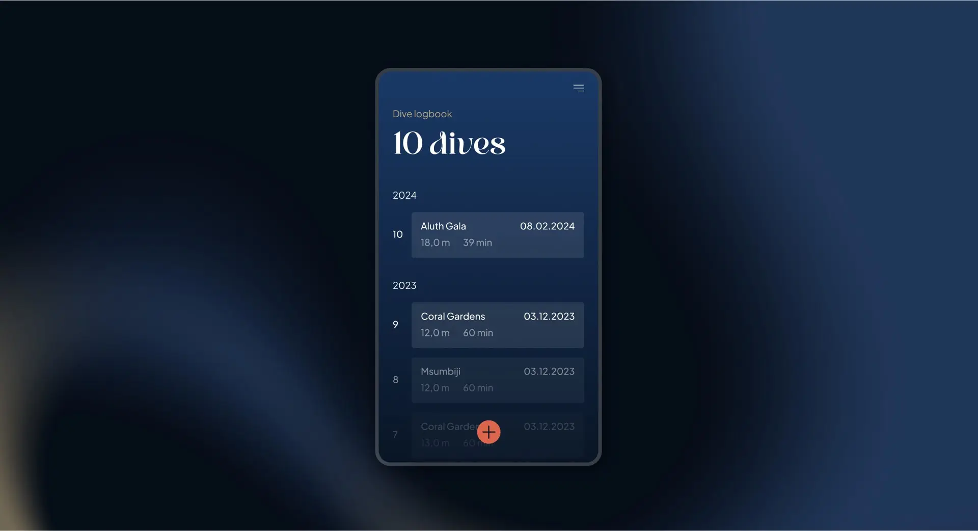 Maren Schiffeler Design Webdesign Köln Diving Logbook App design