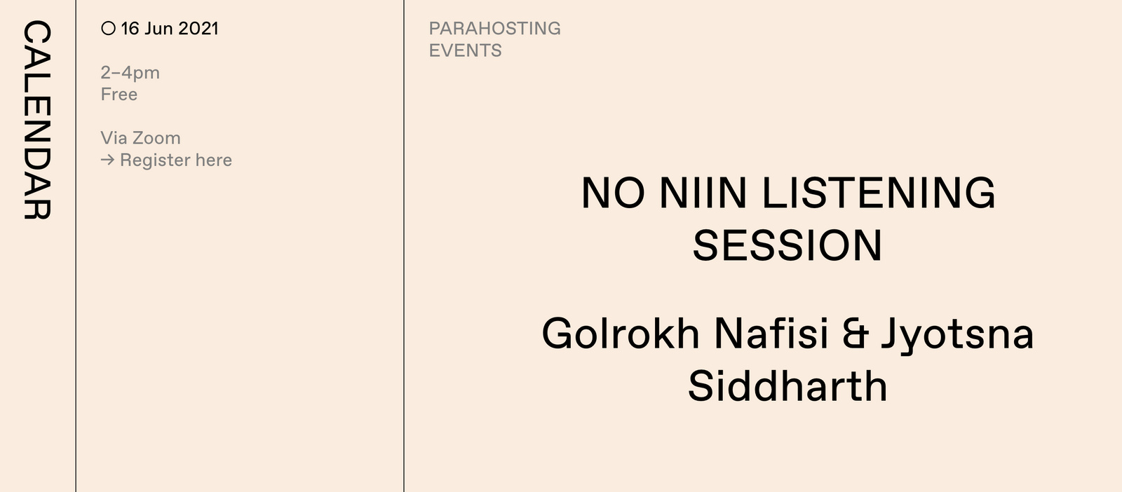 NO NIIN Listening Session: Golrokh Nafisi & Jyotsna Siddharth