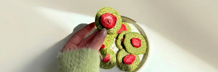 Erdbeer-Matcha Buttons (vegan & glutenfrei)