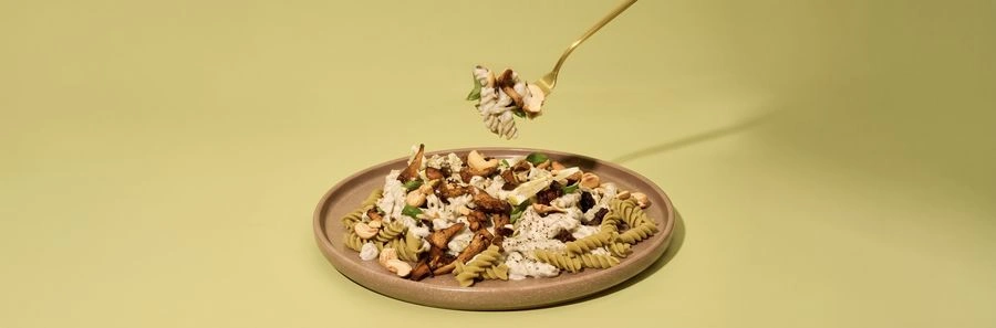 Cremige Zitronen-Cashew-Pilz-Pasta 