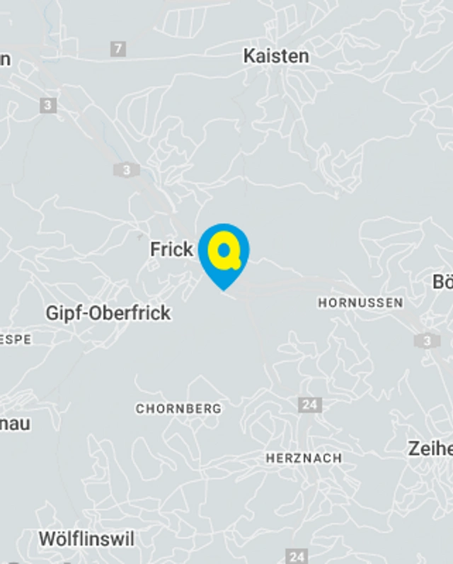 Landkarte mit gekennzeichnetem Standort der Filiale Frick