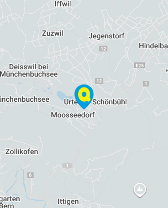 Landkarte mit gekennzeichnetem Standort der Filiale Schönbühl