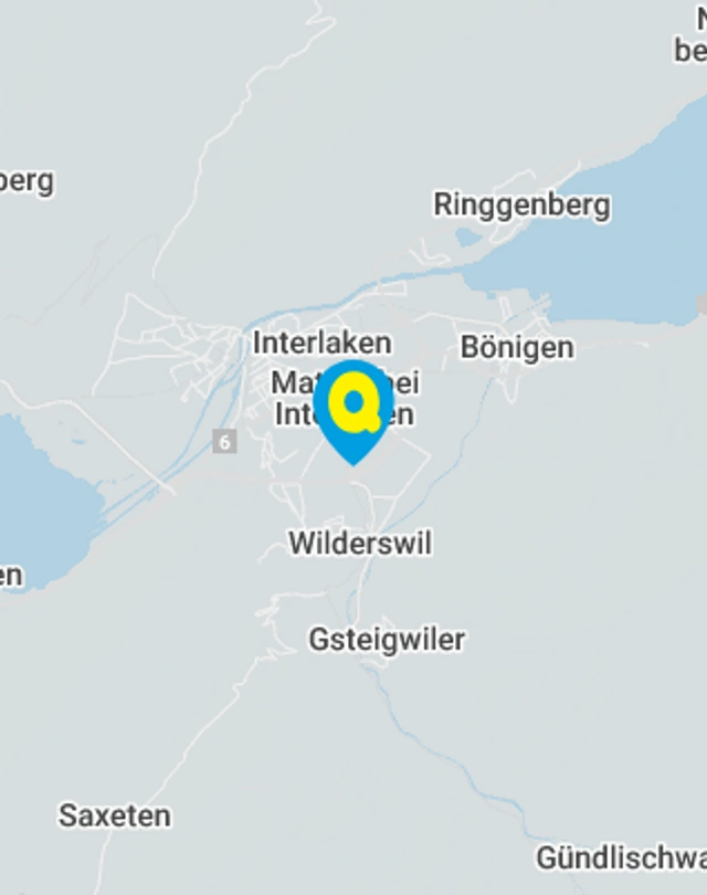Landkarte mit gekennzeichnetem Standort der Filiale Wilderswil