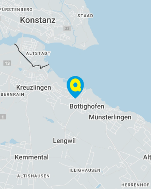 Landkarte mit gekennzeichnetem Standort der Filiale Kreuzlingen