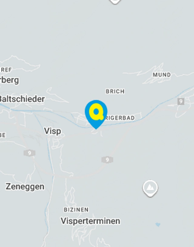 Landkarte mit gekennzeichnetem Standort der Filiale Eyholz / Visp