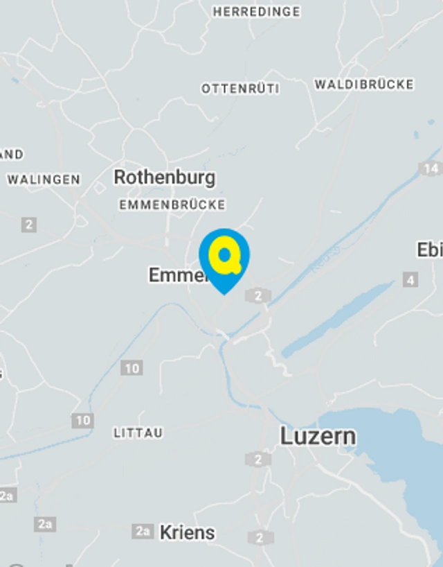 Landkarte mit gekennzeichnetem Standort der Filiale Emmenbrücke