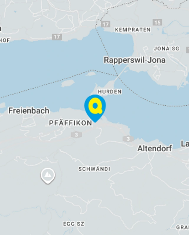 Landkarte mit gekennzeichnetem Standort der Filiale Pfäffikon SZ