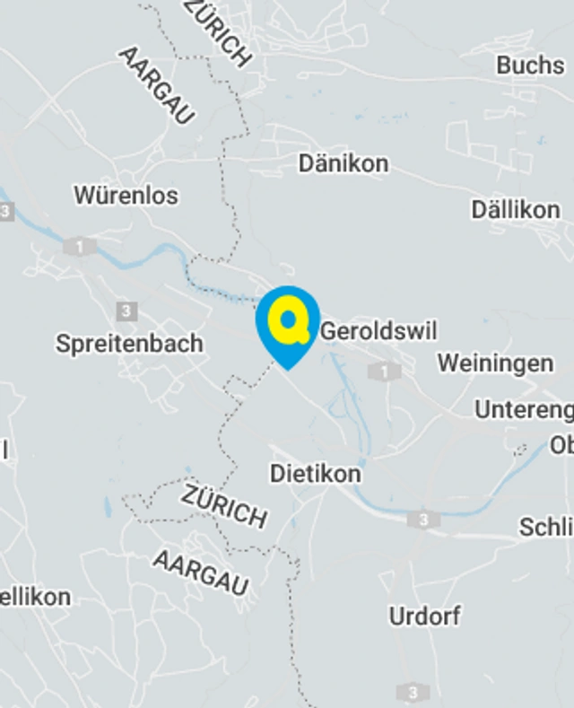 Landkarte mit gekennzeichnetem Standort der Filiale Dietikon