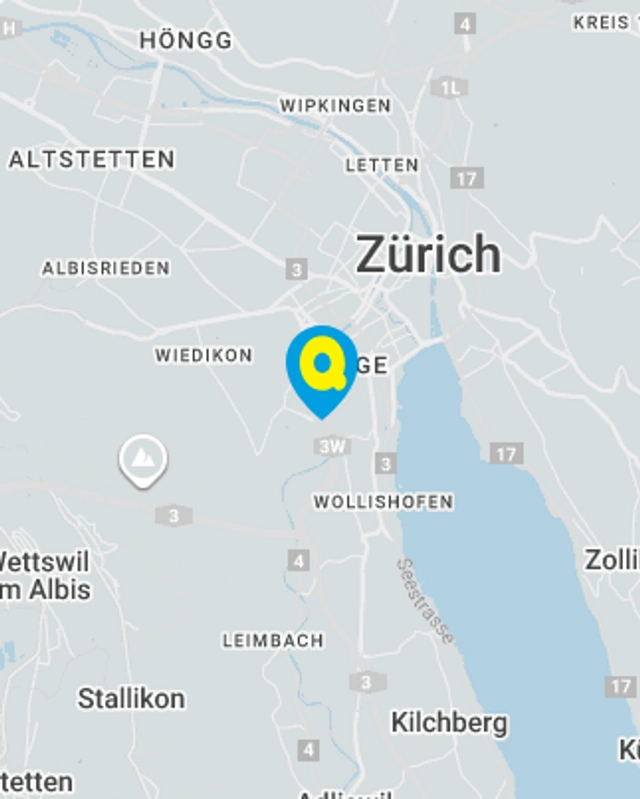 Landkarte mit gekennzeichnetem Standort der Filiale Zürich / Sihlcity