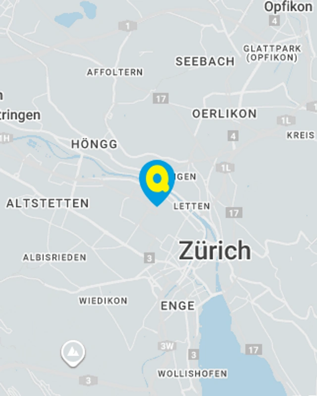 Landkarte mit gekennzeichnetem Standort der Filiale Zürich Limmatplatz