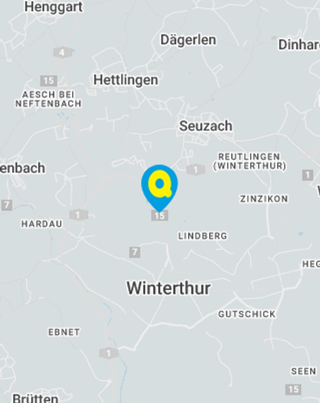 Landkarte mit gekennzeichnetem Standort der Filiale Winterthur Rosenberg