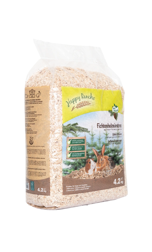 Verpackung vom Happy Rancho Fichtenholzeinstreu in 4.2kg