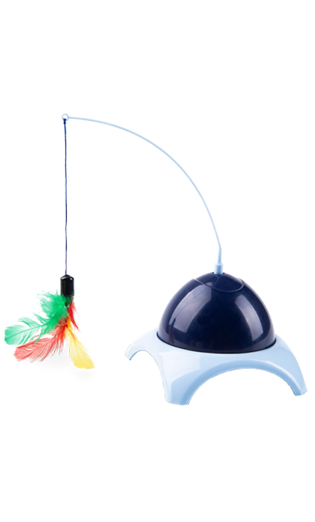 Freezack Flying Feather Katzenangel blau mit bunten Federn – interaktives Spielzeug für Katzen