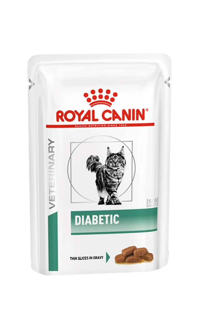 Beutel mit Diabetic Nassfutter für Katzen von Royal Canin Veterinary