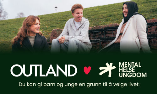 Outland og Mental Helse Ungdom - Tre smilende tenåringer med slagordet Du kan gi barn og unge en grunn til å leve