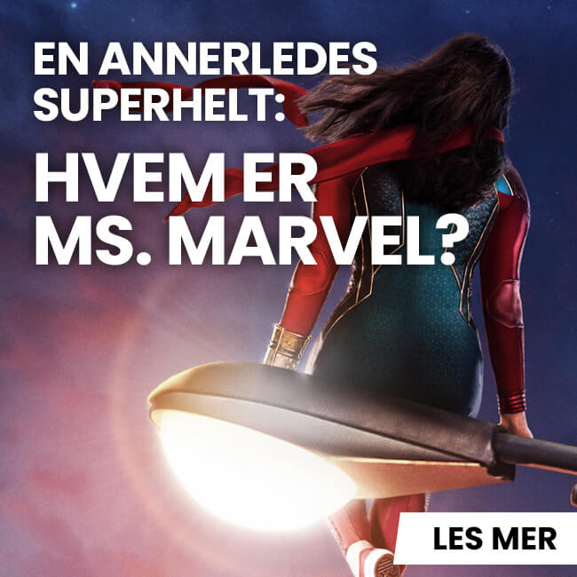 Ms. Marvel sett bakfra og teksten: En annerledes superhelt: Hvem er Ms. Marvel