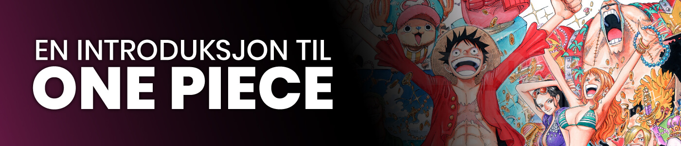 Luffy og Stråhatt-piratene med teksten "En introduksjon til One Piece"