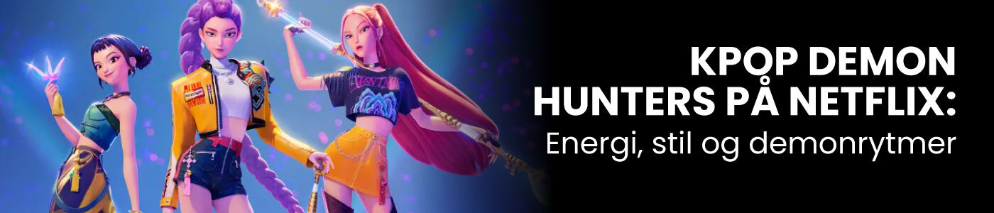 Bilde av Huntrix og teksten "Kpop Demon Hunters på Netflix: Energi, stil og demonrytmer"