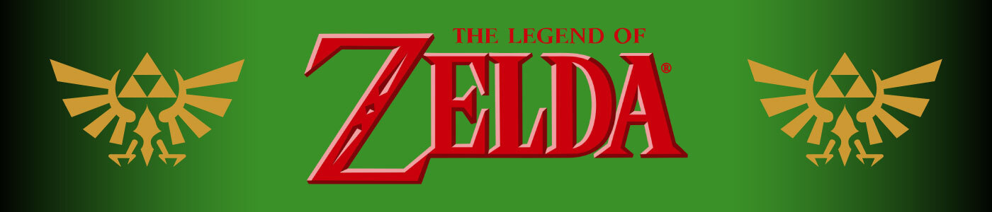 The Legend of Zelda logo på grønn bakgrunn