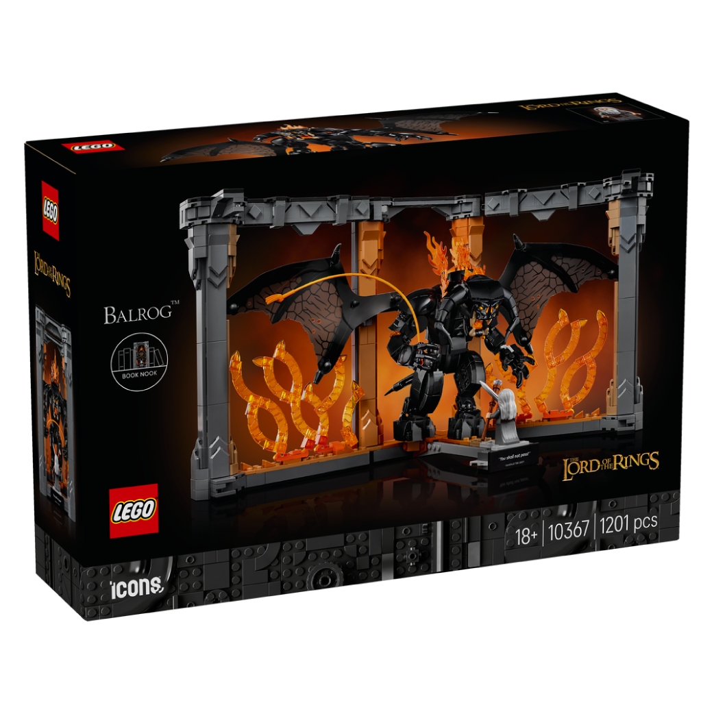 Bildet er av legoboksen med Lord of The Rings Balrog settet. Modellen har en plate med sitatet «You Shall Not Pass» og avbilder Gandalv Grå stående i fryktløs positur vendt mot balrogen, som har foldet ut sine mektige vinger mot en vegg av flammer. Minifiguren av Gandalv er utstyrt med en stav og et sverd, mens balrog-figuren svinger en flammende pisk og har bevegelige lemmer og vinger som kan brukes for å skape en dynamisk effekt.