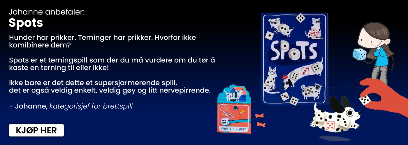 Outlands kategoriansvarlig for brettspill anbefaler spillet Spots