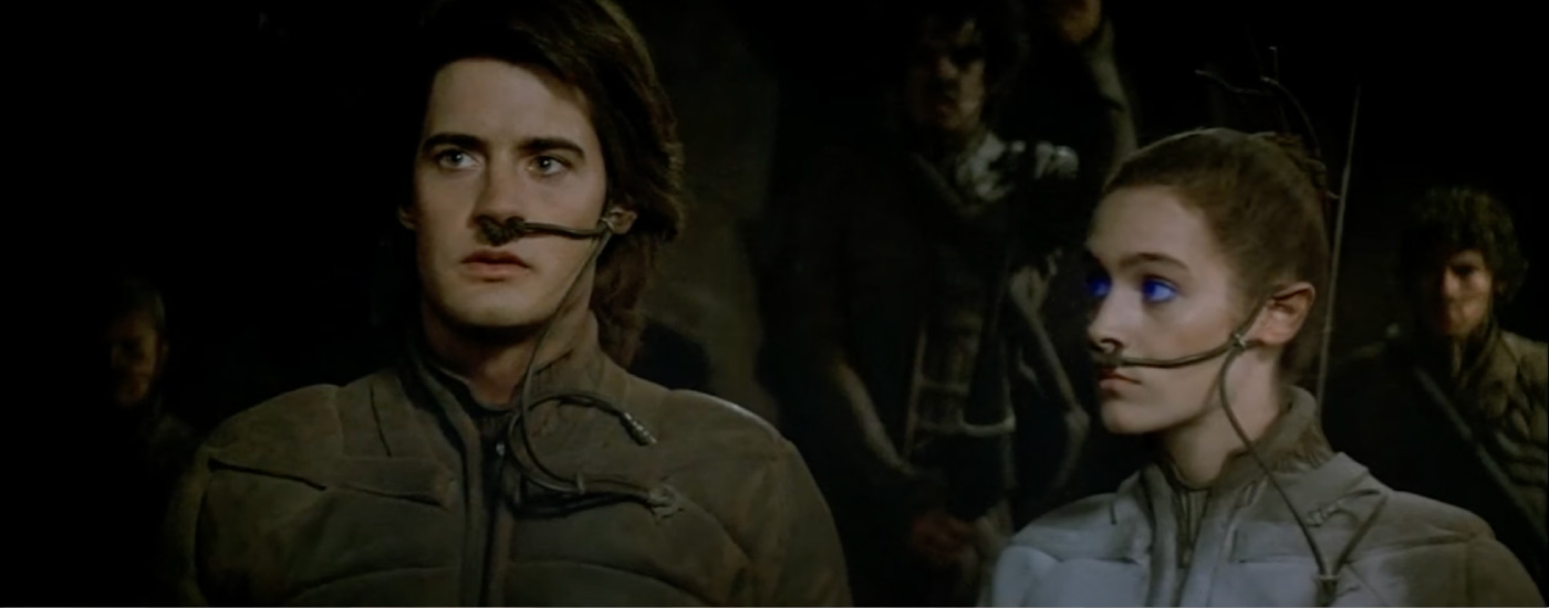 Paul Atreides spilt av Kyle MacLachlan og Chani spilt av Sean Young i Dune (1984)