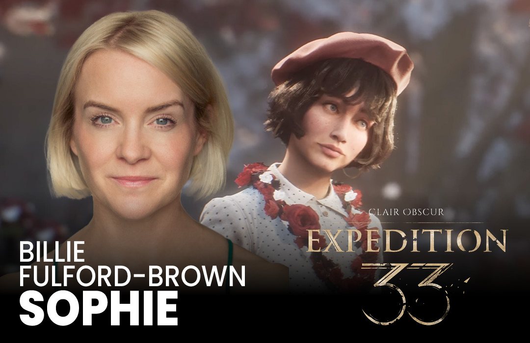 Stemmeskuespilleren Billie Fulford-Brown og hennes rollekarakter Sophie fra Clair Obscur: Expedition 33