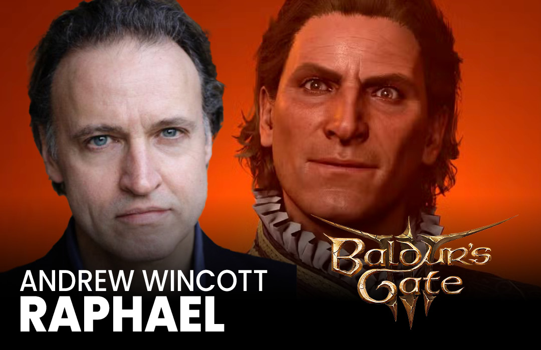Stemmeskuespilleren Andrew Wincott og hans rollekarakter Raphael fra Baldur's Gate 3