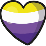 Hjerteformet ikke-binær pride-flagg