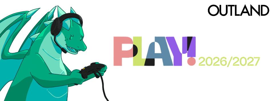 Outland er med på årets Play! Her ser vi dragen Outly som spiller videospill