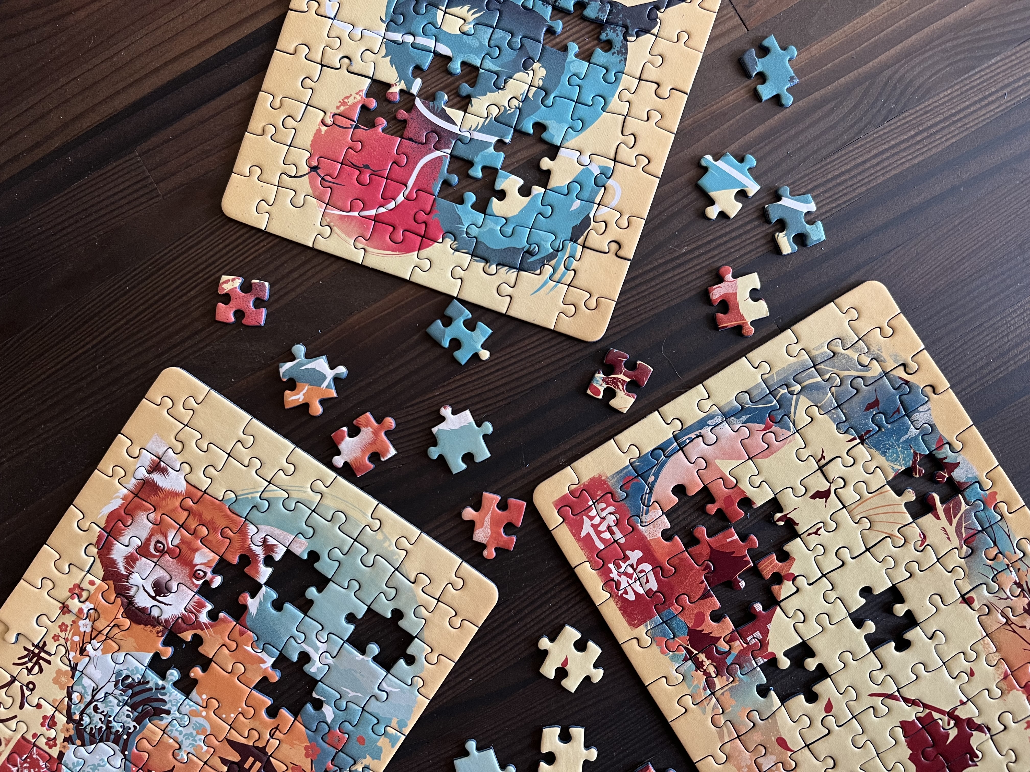 Ukiyo-E Cat Warrior, Red Panda and Dragon Puzzle (3x100)