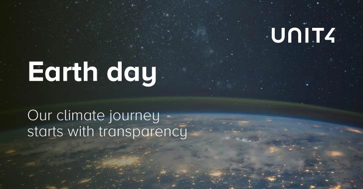 Earth seen from space with Earth Day messaging and the Unit4 logo.