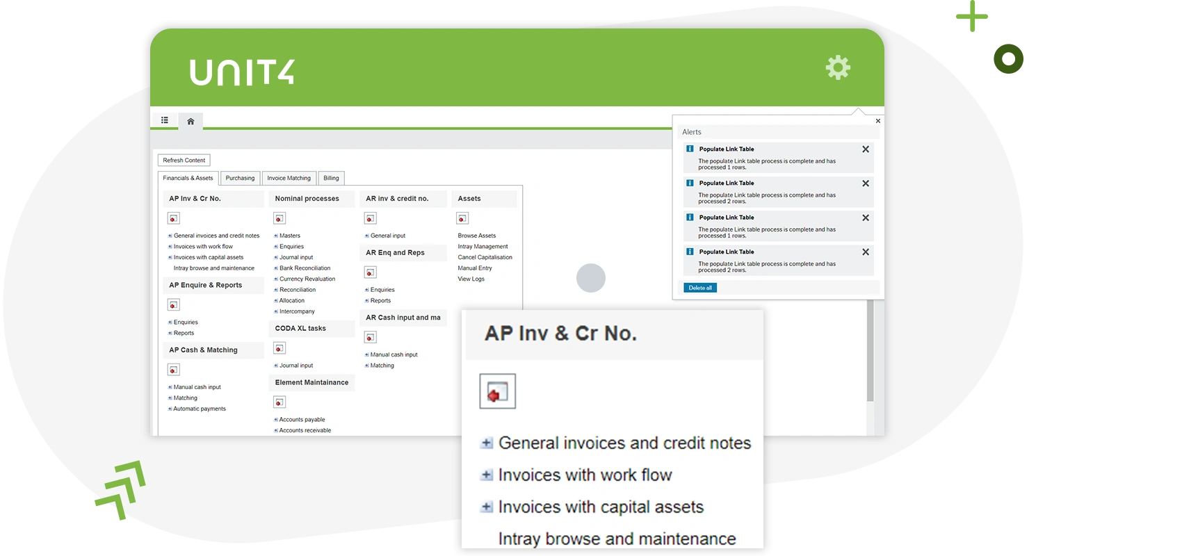 Screenshot giving an insight into Unit4 Financials by Coda