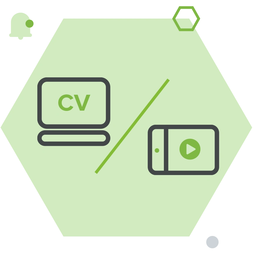 Icons showing a CV and Video preview