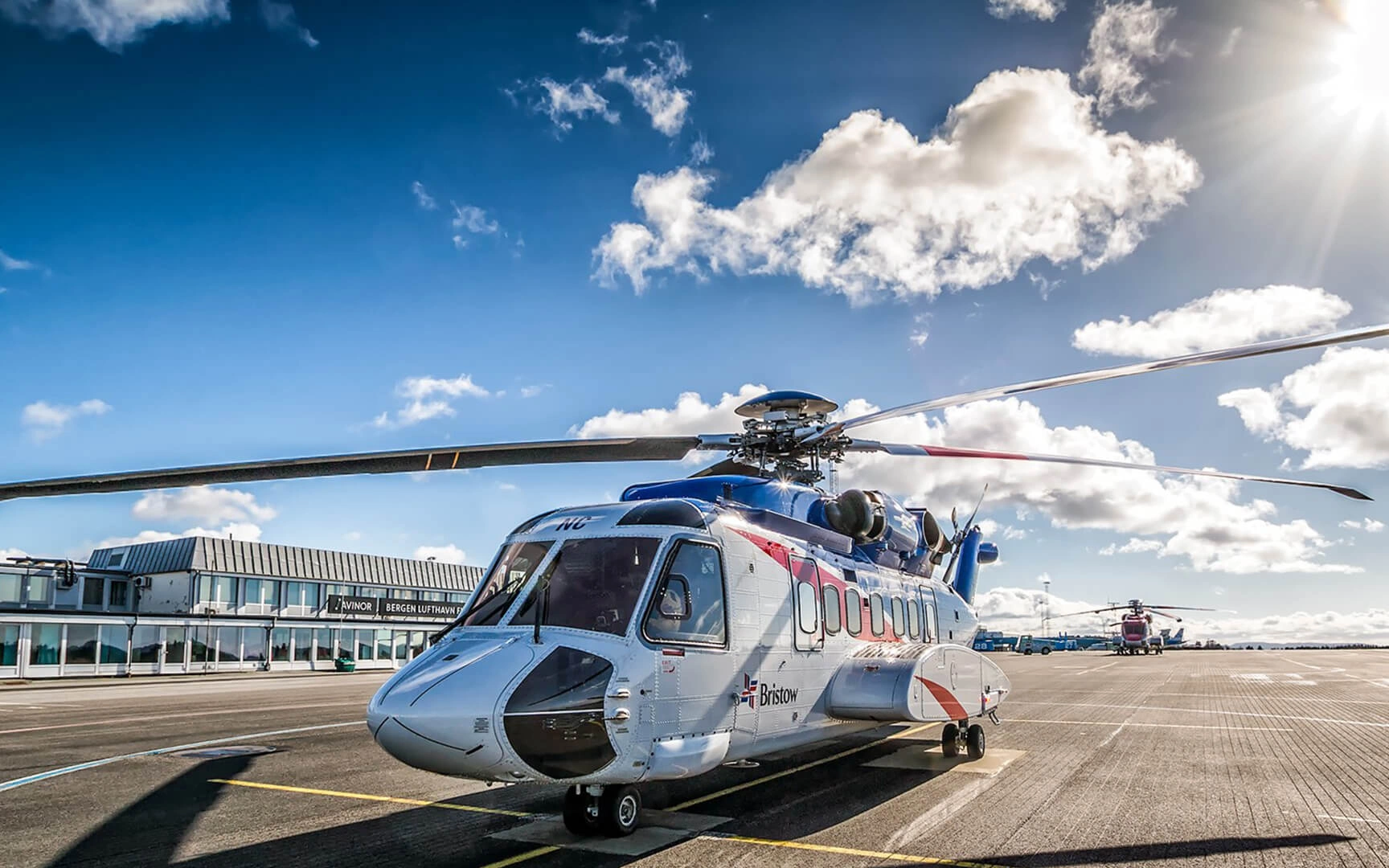 Helicopter on an airfield