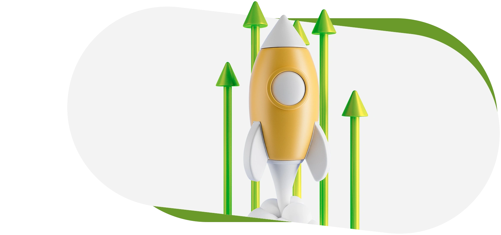 Rocket with arrows pointing upwards