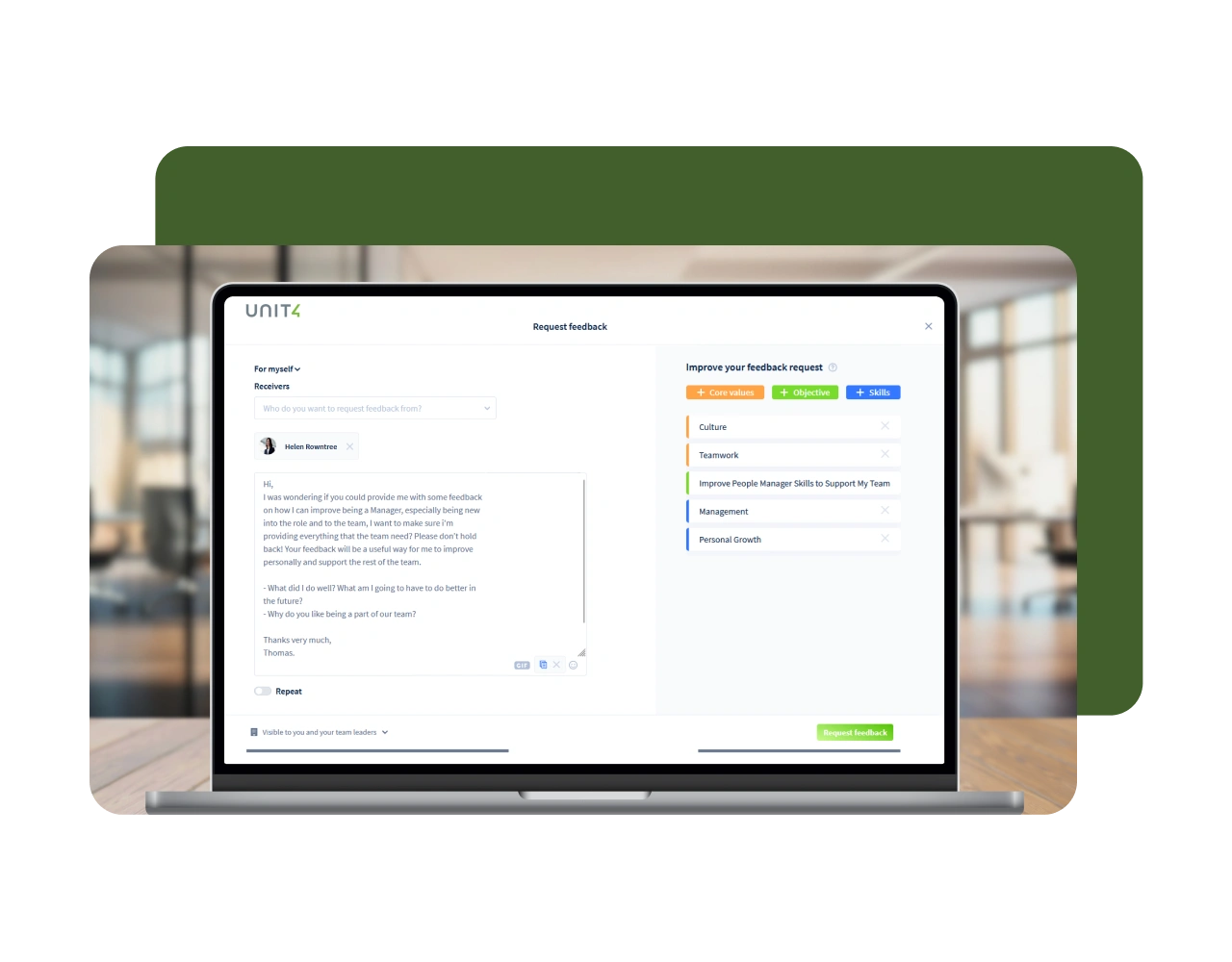 Screenshot showing example Talent Management capabilities