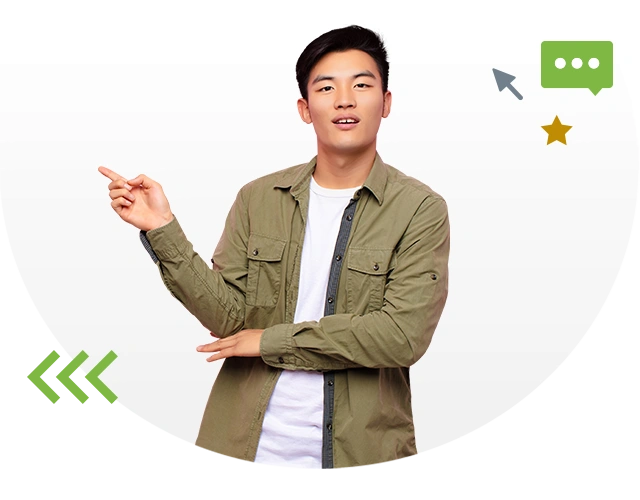Man pointing to the left