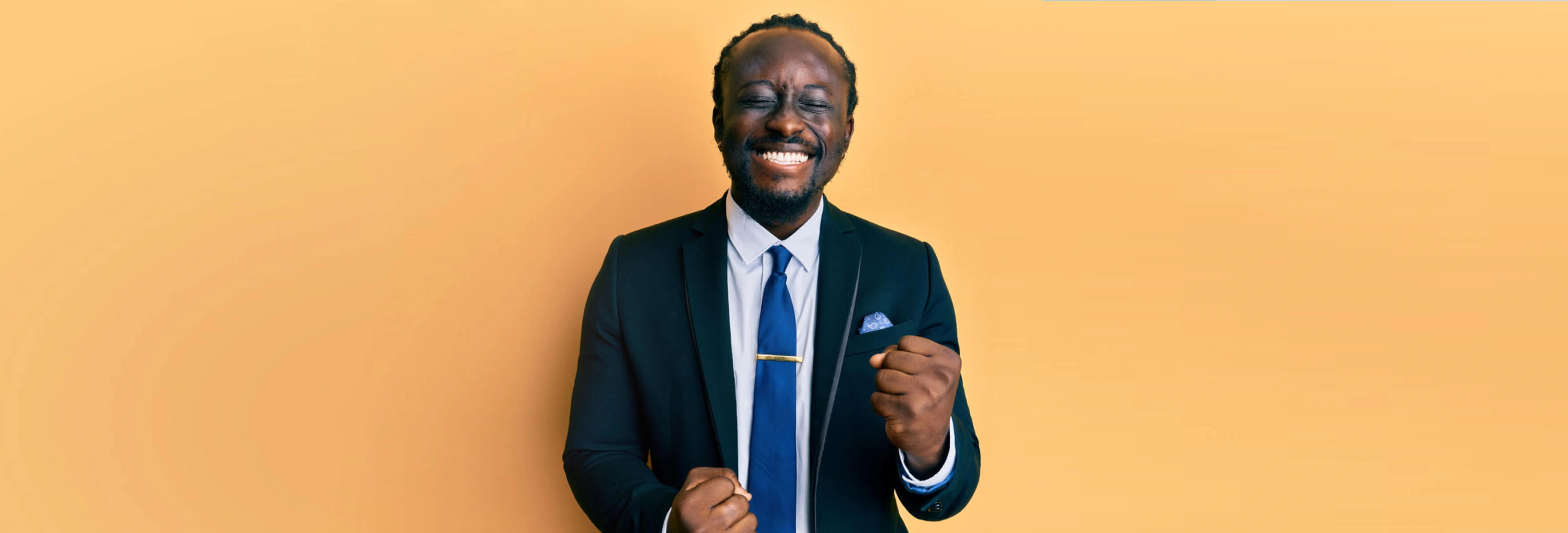 happy person in suit