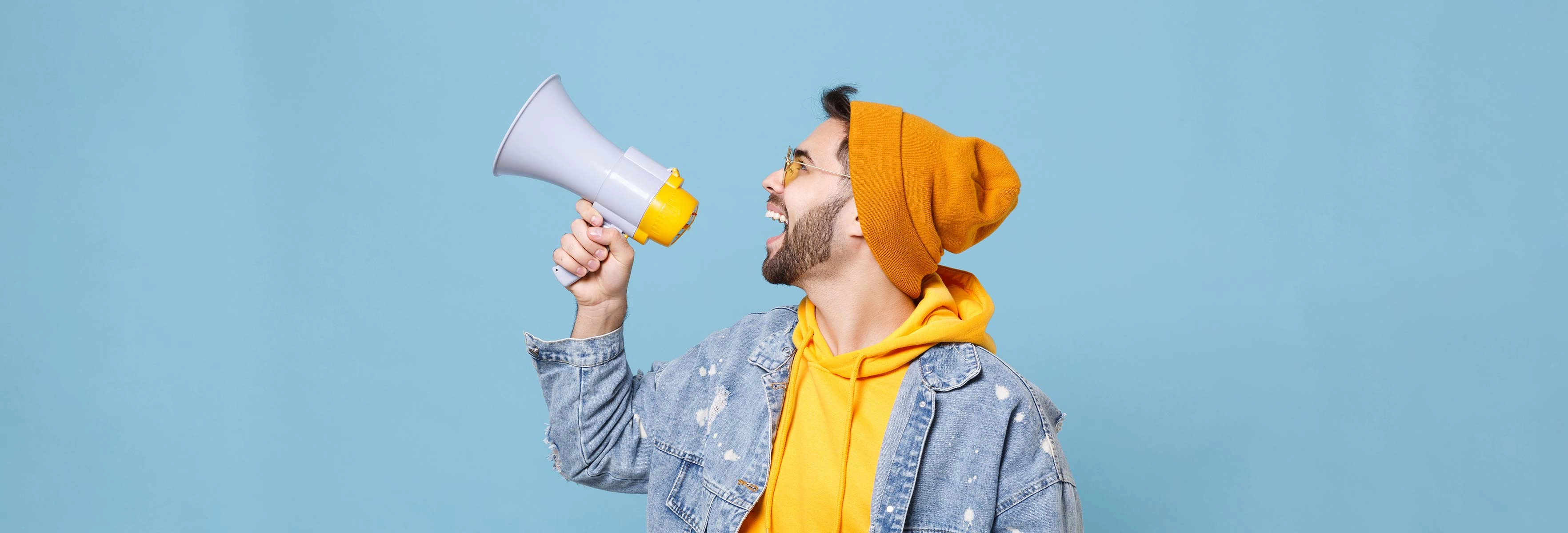 person with bullhorn