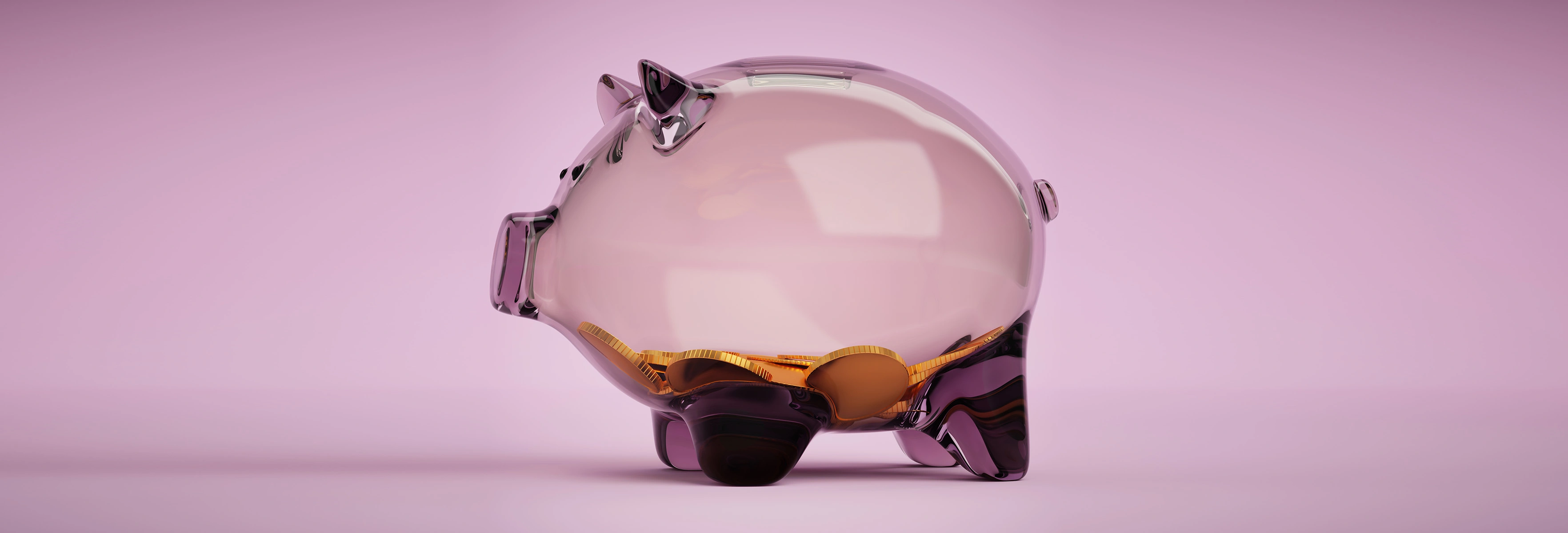 transparent piggy bank with coins