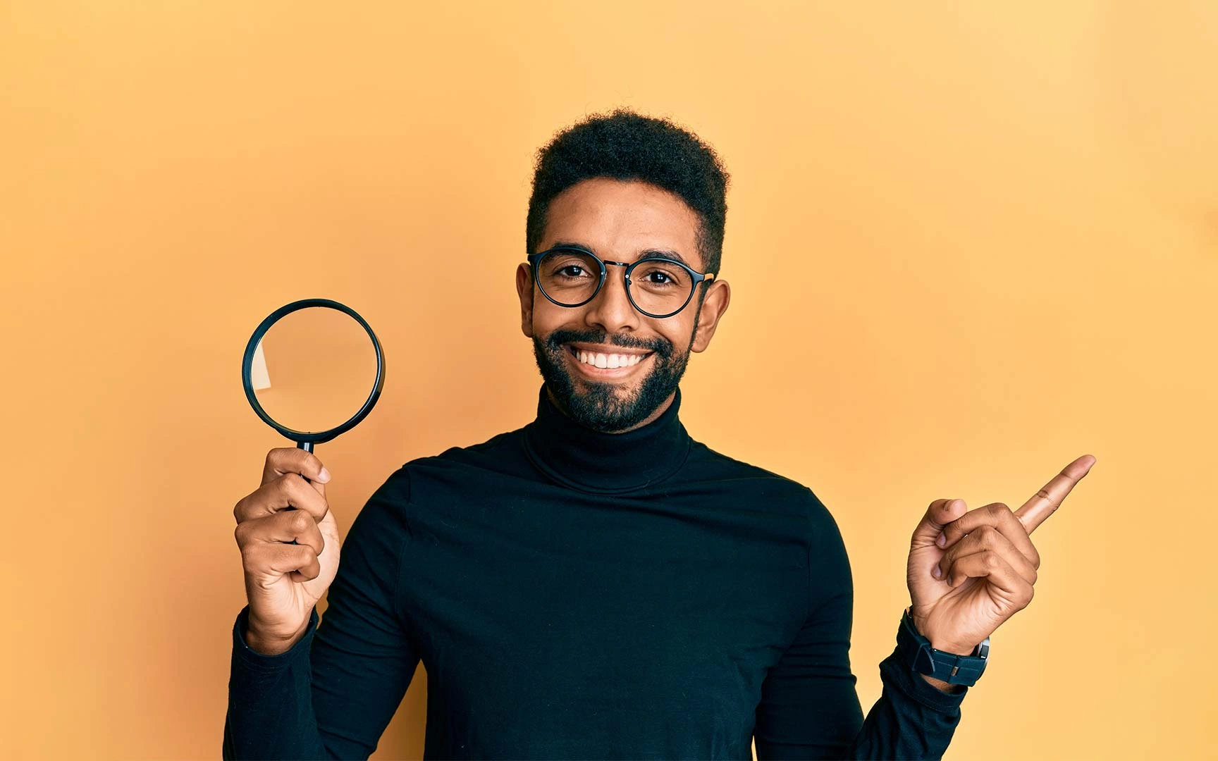 person with magnifying glass